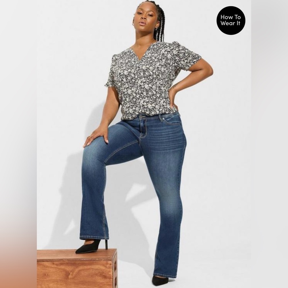 TORRID - Harper Georgette Blouse, Black & White floral